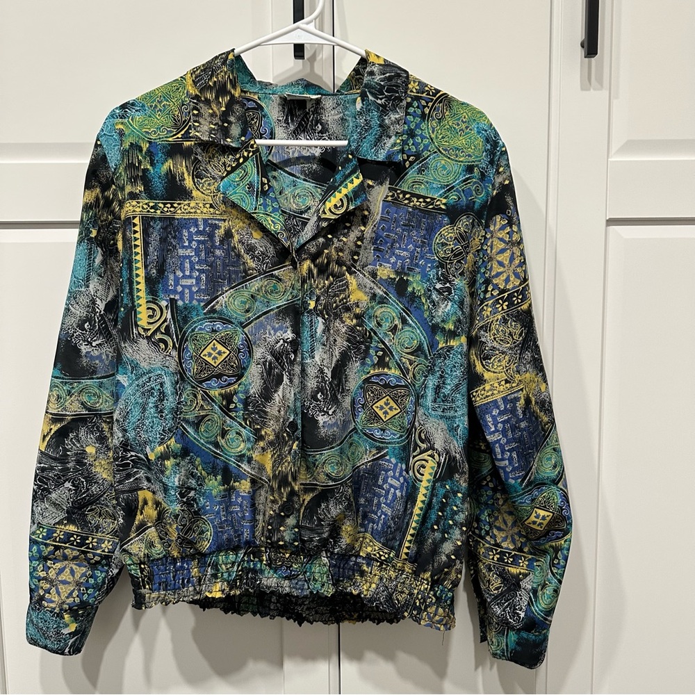 VTG Sara Stephen multicolored blouse top, size 8/medium,artsy,boho,lightweight
